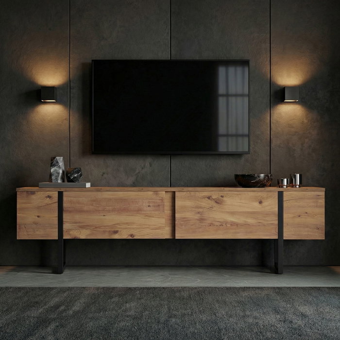 Nordure Mueble para TV Onera - Pino Atlántico, Negro